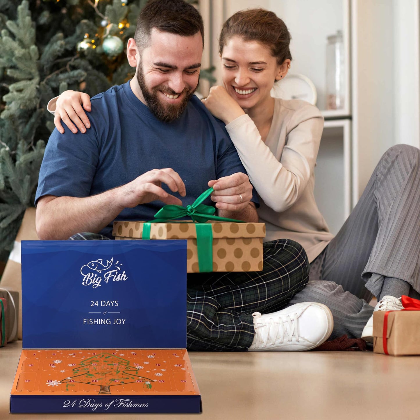 AnExer Advent Calendar Fishing - 24 Days of Christmas Countdown Calendar Fishing Lures Set for Fisher Men Adults Teens, Xmas Surprise Gifts for Father, Grandpa, Brother and Boyfriend