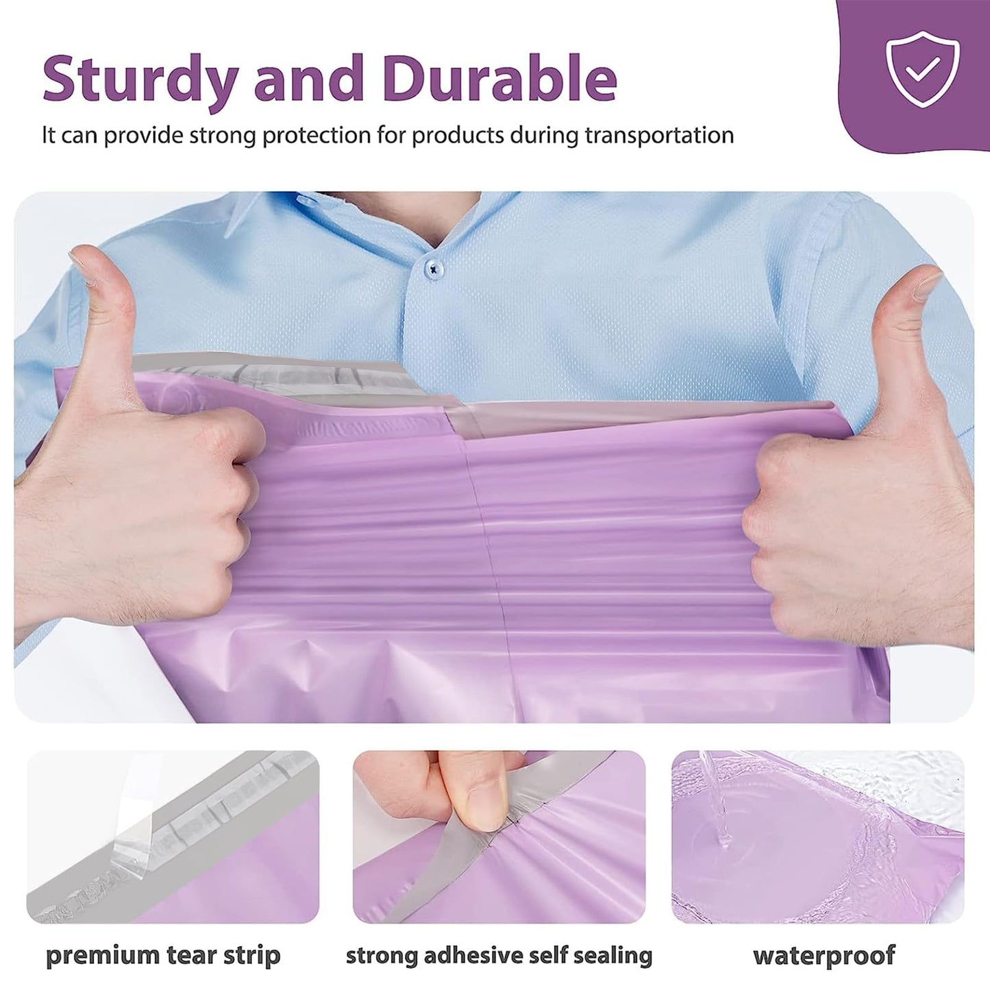 Fuxury Poly Mailers 14.5x19 Inch 200 Pcs, Waterproof Shipping Bags for Clothing, Strong Adhensive Shipping Envelopes for Small Business Suppliers, Self Seal Mailers Poly Bags Mailing Envelopes Purple