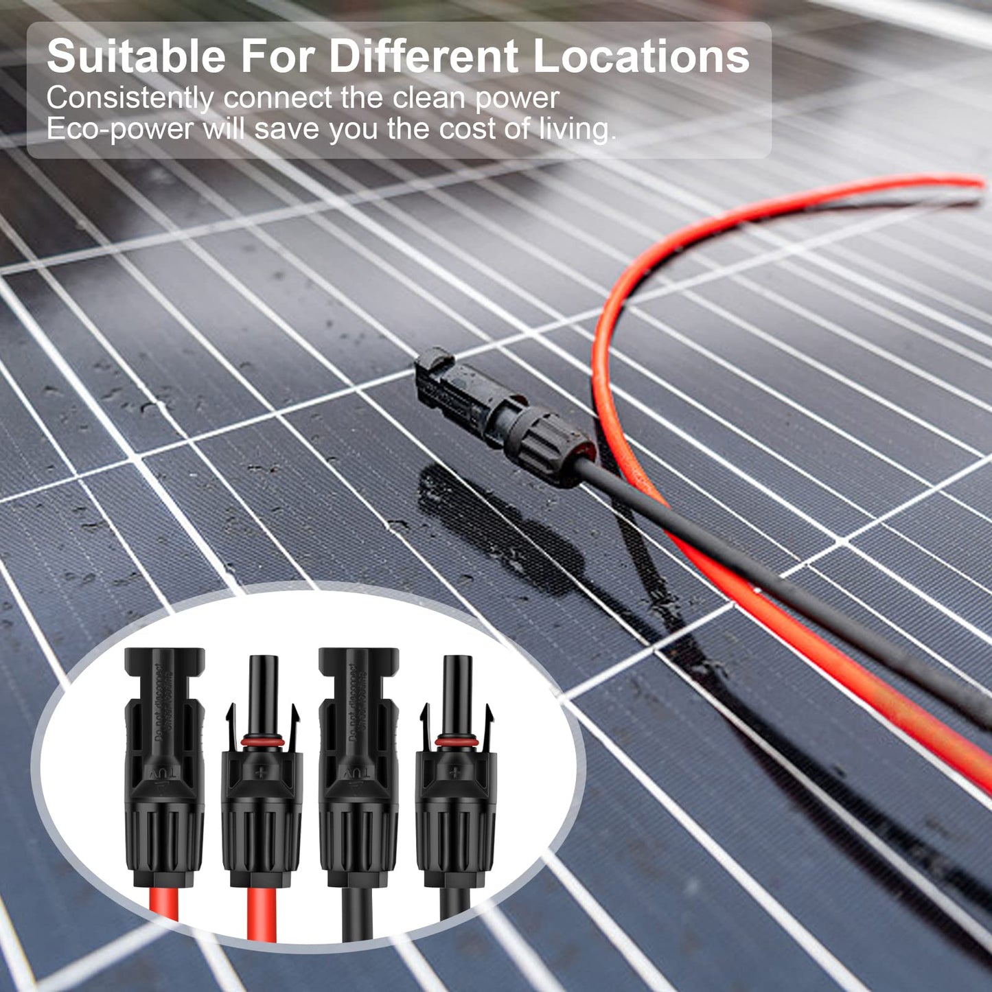 Geosiry 30FT 10AWG Solar Panel Extension Cable, Solar Extension Cable with Female and Male Connector, Solar Cable for Solar Panels, Charge Controller (10AWG 30FT)
