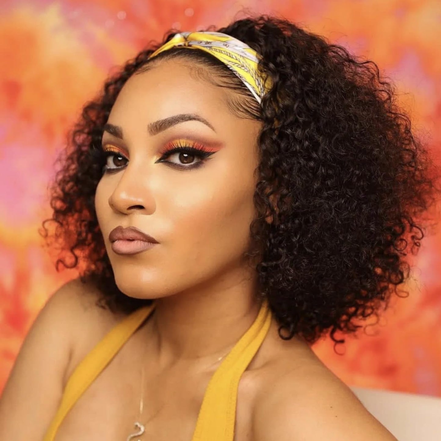 Headband Wig Human Hair Wigs for Black Women Glueless None Lace Curly Wave Wig Brazilian Virgin Hair Machine Made 150% Density Wigs Natural Color perruque femme humain (jerry curly, 16 inch)