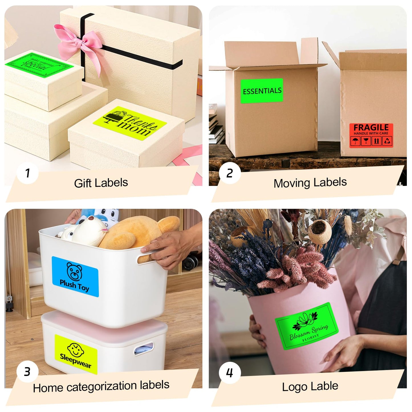 3 x 5 Inch Rectangle Color Coding Sticker Labels 300Pcs Printable Moving Box Labels for Warehouse, Address, Inventory, Small Business Labeling, Mixed Colors