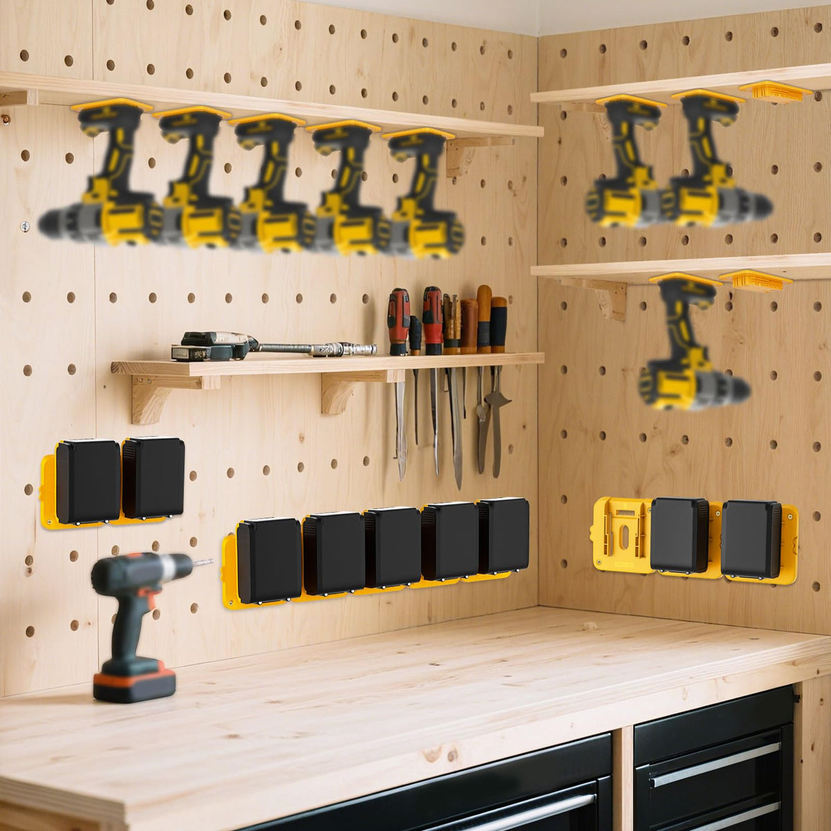 20 Pack Wall Mount Battery Holders and Tool Hangers for Dewalt 20V Power Tools, 10 Pack Battery Mounts Dock Rack Fit for 20V Batteries, 10 Pack Drill Tool Storage Holder(w/60 Screws)