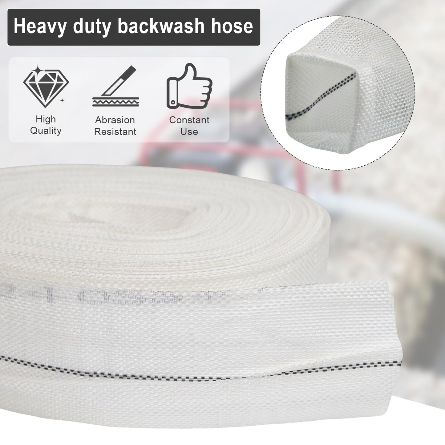 1.5'' x 100 FT Backwash Hose1.5''Inch Fire Hose Pool Backwash Hose 100 ft Pool Drainage Hose for Farm Irrigation Swimming Pool Drainage and Outdoor Garden Lawn