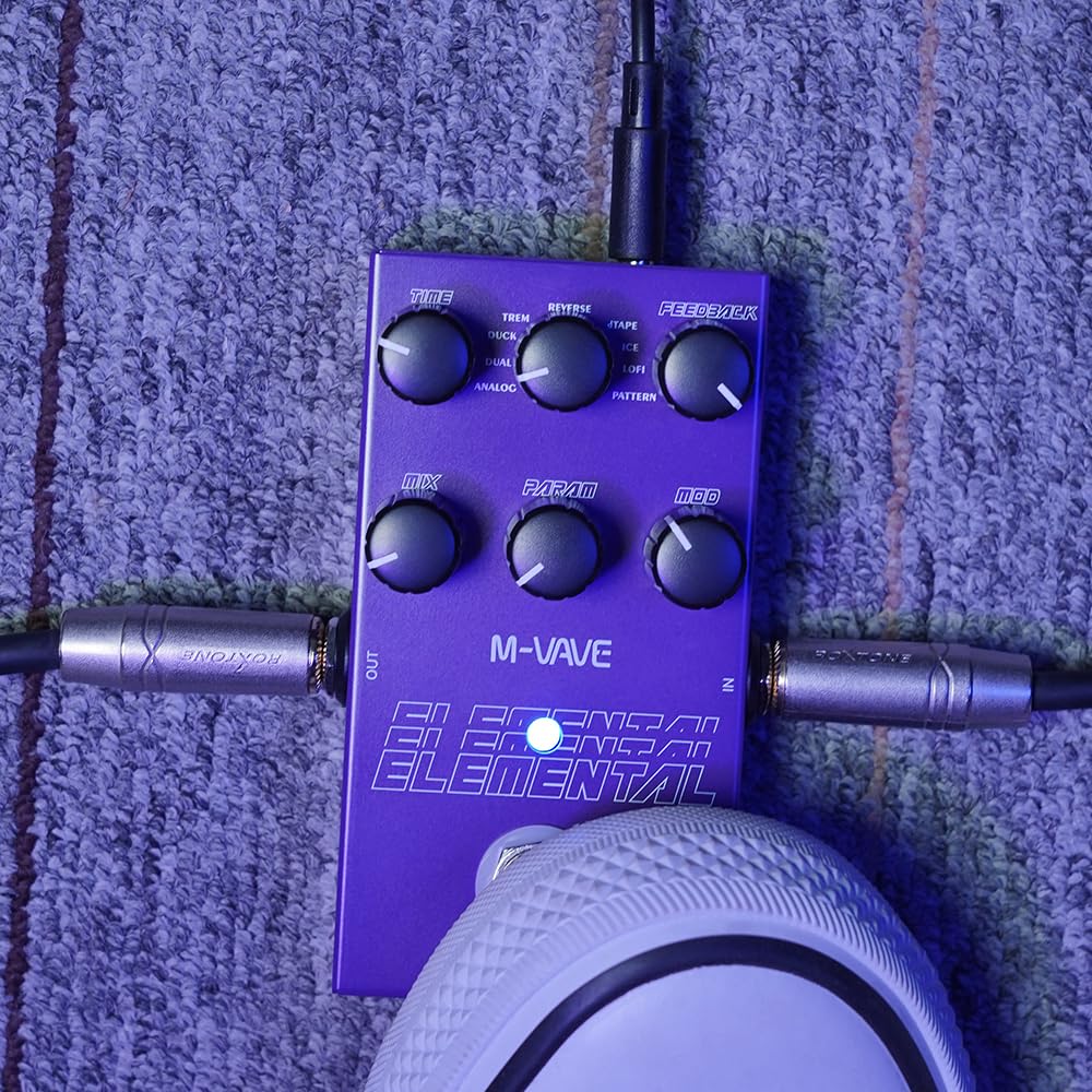 M-VAVE ELEMENTAL Digital Delay Pedal - 9 Modes, 3000ms Psychedelic Delay, Artistic Design, Dual Power Supply, TAP/HOLD Modes for Guitar/Keyboard
