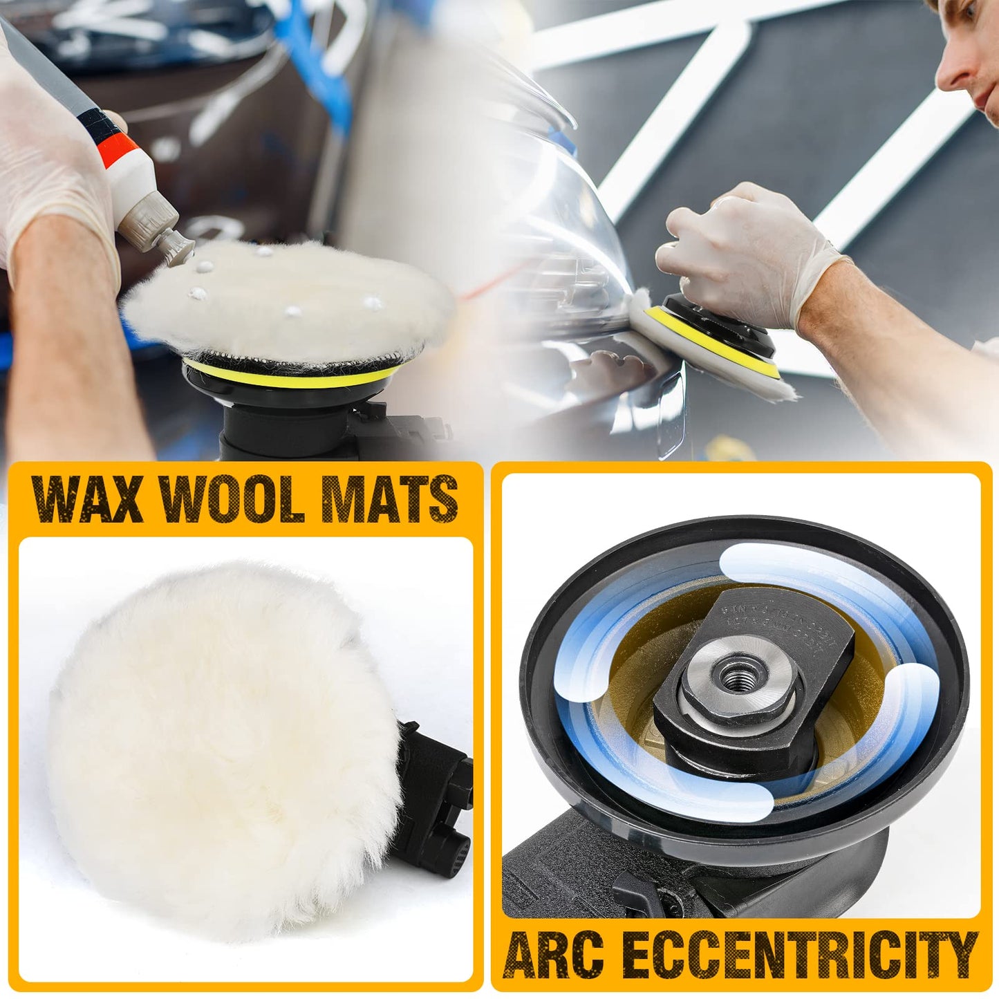 Autolcok 6 Inches Air Random Orbital Sander, Pneumatic Palm Car Sanders for Wood Polisher Metal,and Auto Body Work, Da Sanders, Dual-Action Sander