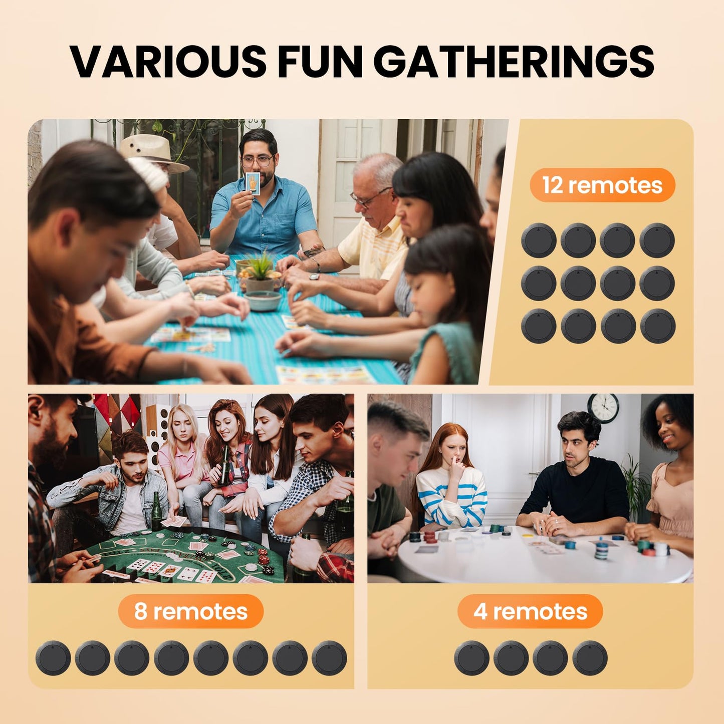 4PCS Wireless Drawing Remotes for Automatic Card Dealer Machine, Wireless Drawing Buttons for 2-in-1 Automatic Card Shuffler and Dealer Machine, Replaceable Batteries, Supports up to 12 Players, V3