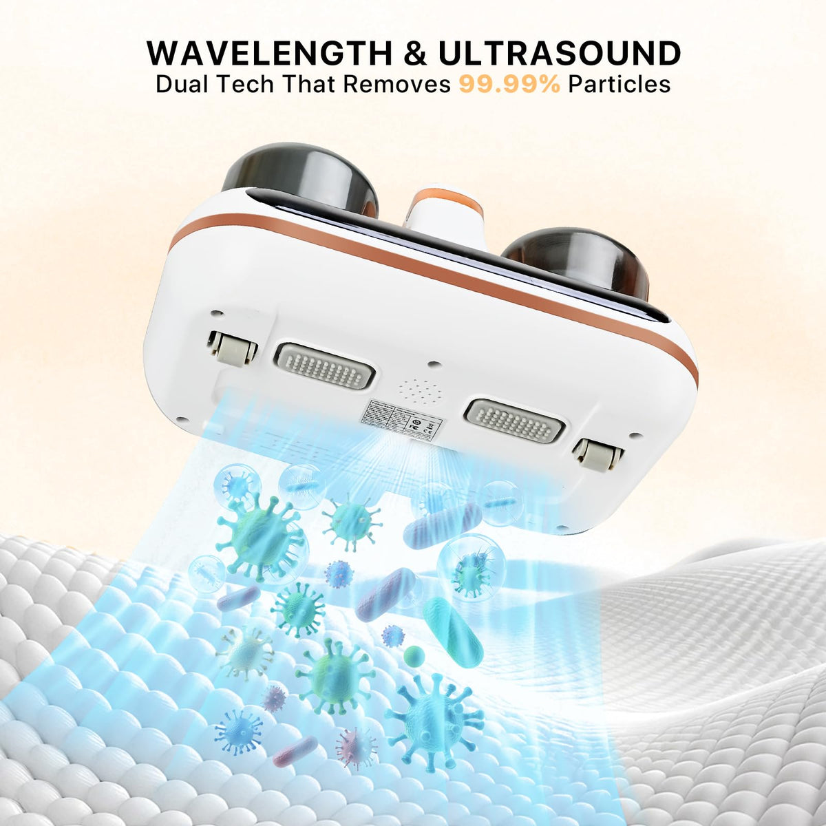 1000W Cordless Bed Vacuum Cleaner - 5-in-1 Mattress Vacuum with &Built-in Humidity Sensor, High-Frequency Tapping, 16Kpa Suction, Low Noise, Rechargeable & Portable, Ideal for Dust, Pet Hair (White8)