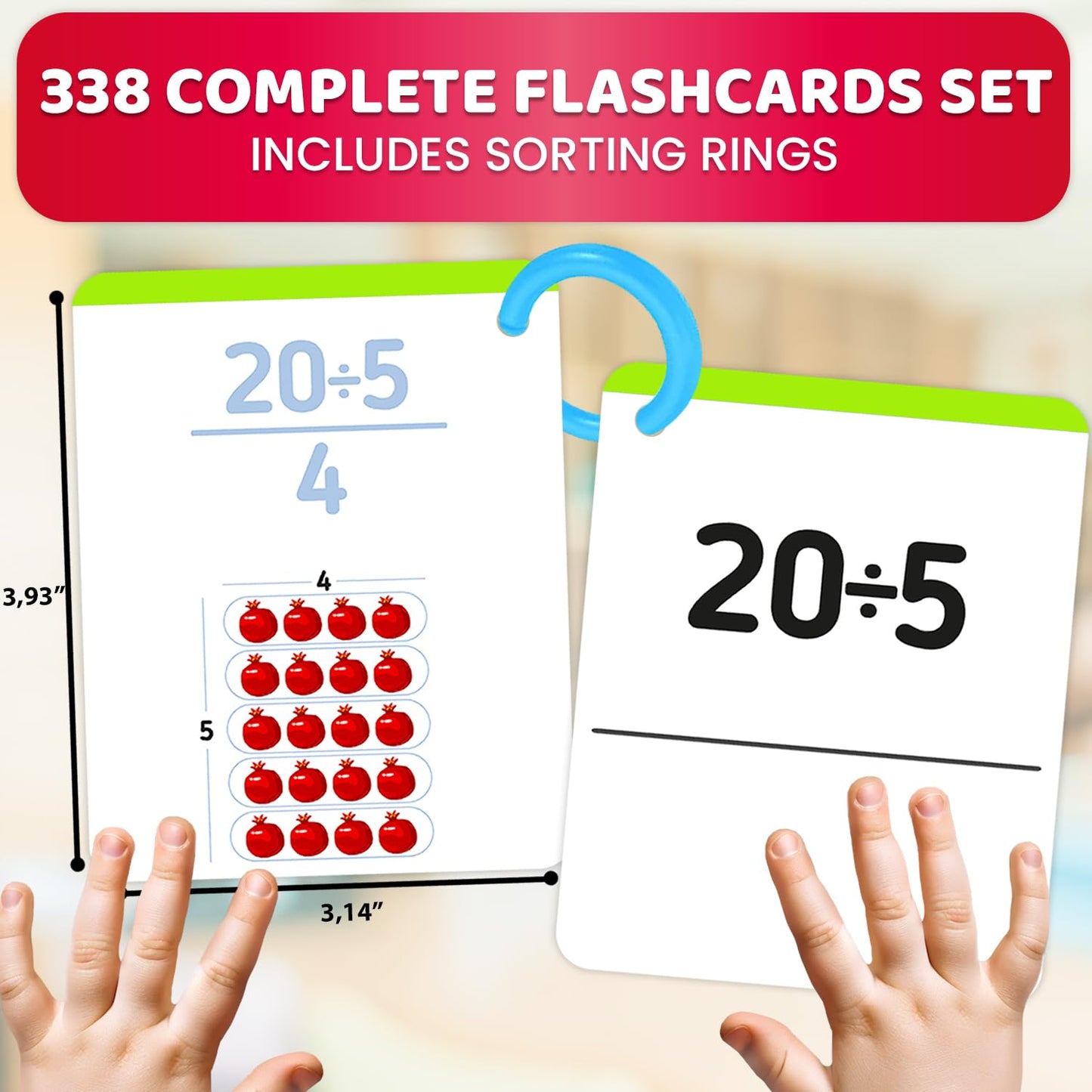 QUOKKA Division and Multiplication Flash Cards for Kids Ages 5-6 - 338 Math Flash Cards with Sorting Rings and Visual Aids - Home and Classroom Educational Flashcards - Studying Math 1st to 3rd Grade