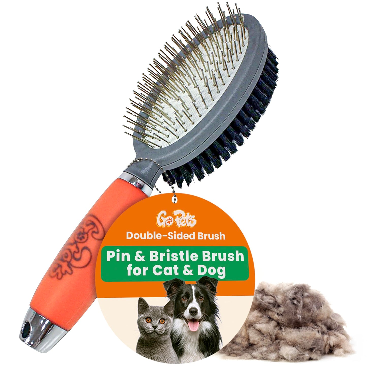 Professional Double Sided Pin and Bristle Brush for Dogs and Cats by GoPets Grooming Comb Cleans Pets Shedding and Dirt for Short Medium or Long Hair