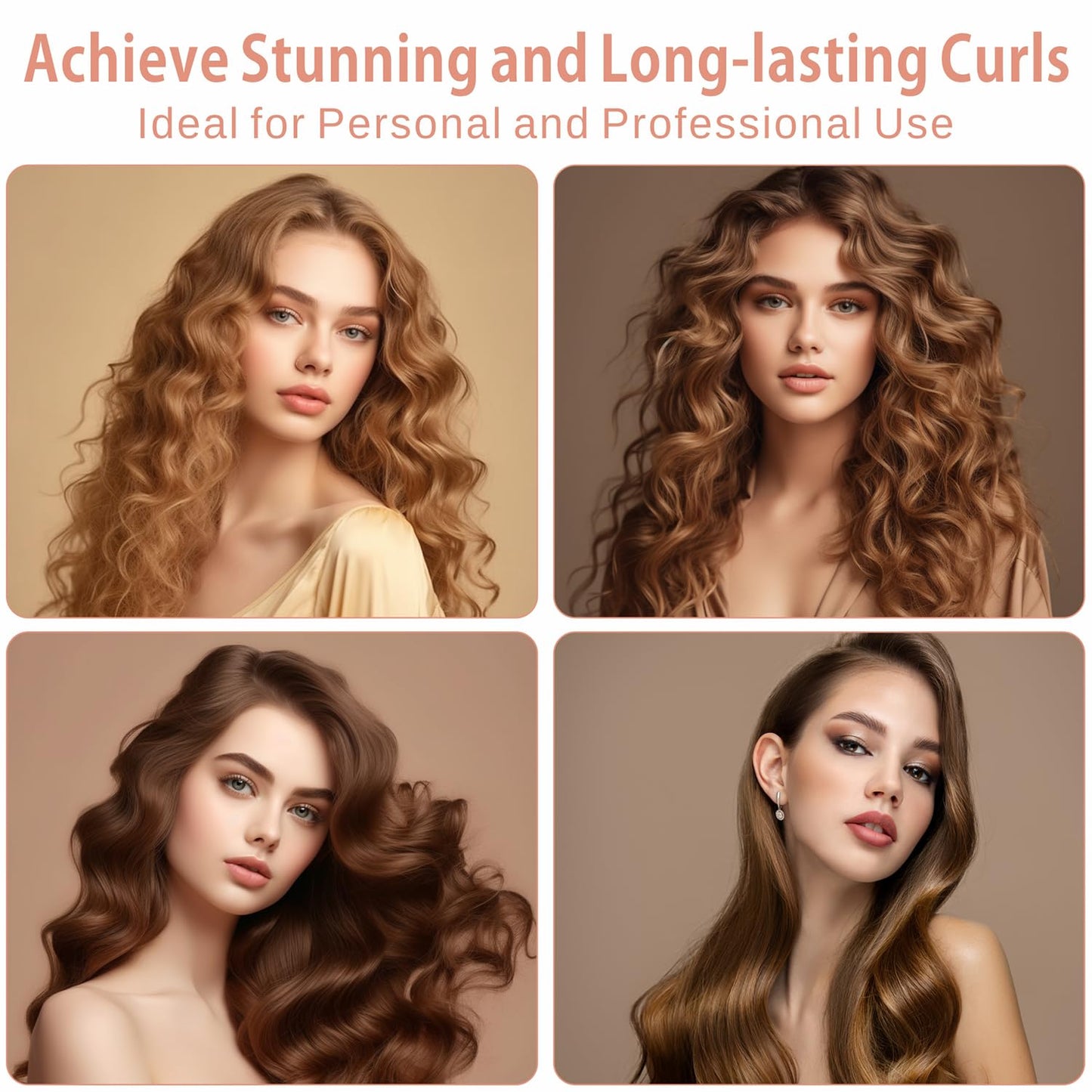 3 in 1 Auto Rotating Curling Iron - TOP4EVER Automatic Hair Curler with Interchangeable Wand (0.75", 1", 1.25"), Adjustable Temp, Instant Heat Hot Styling Tools for All Hair Types