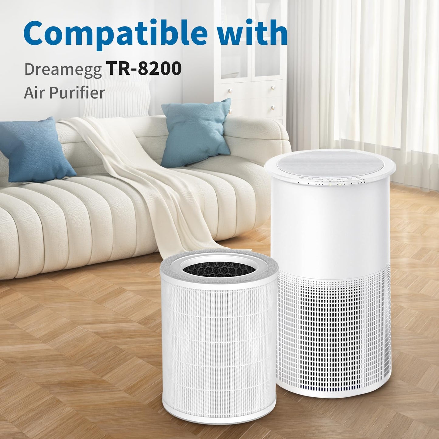 SAKEGDY TR-8200 Replacement Filter, Compatible with Dreamegg TR-8200 Large Room Air Purifier, 3-in-1 Filtration with Pre-Filter, H13 HEPA Filter and Activated Carbon Filter, 1-Pack.