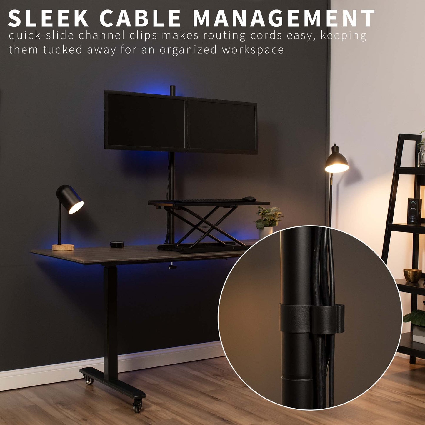 VIVO Dual Monitor Stand Up Desk Mount Extra Tall 99cm Pole, Fully Adjustable Stand for up to 27 inch Screens, STAND-V012