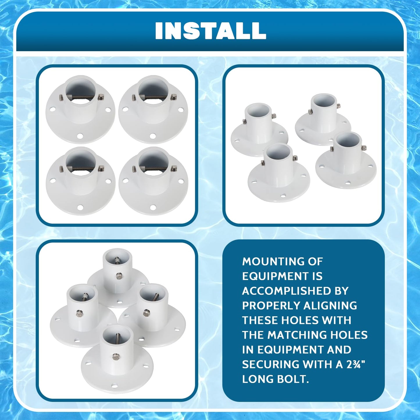 ECOTRIC Deck Anchor Flange Cast Aluminum Above Ground Pool Ladders/Handrails/Slide - 1 7/8” Inch Diameter of 1.9"(4PC)
