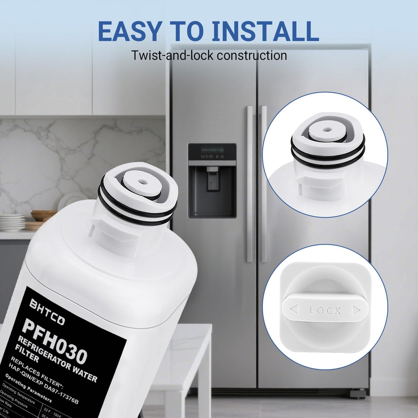 For Samsung RF28R6201SR/ RF28R6241SR/ RF25C5551SR Water Filter RF23B7671SR/ RF32CG5400SR/ RS27T5561SR(/AA) Model Refrigerator Replacement Filters (3 Pcs).