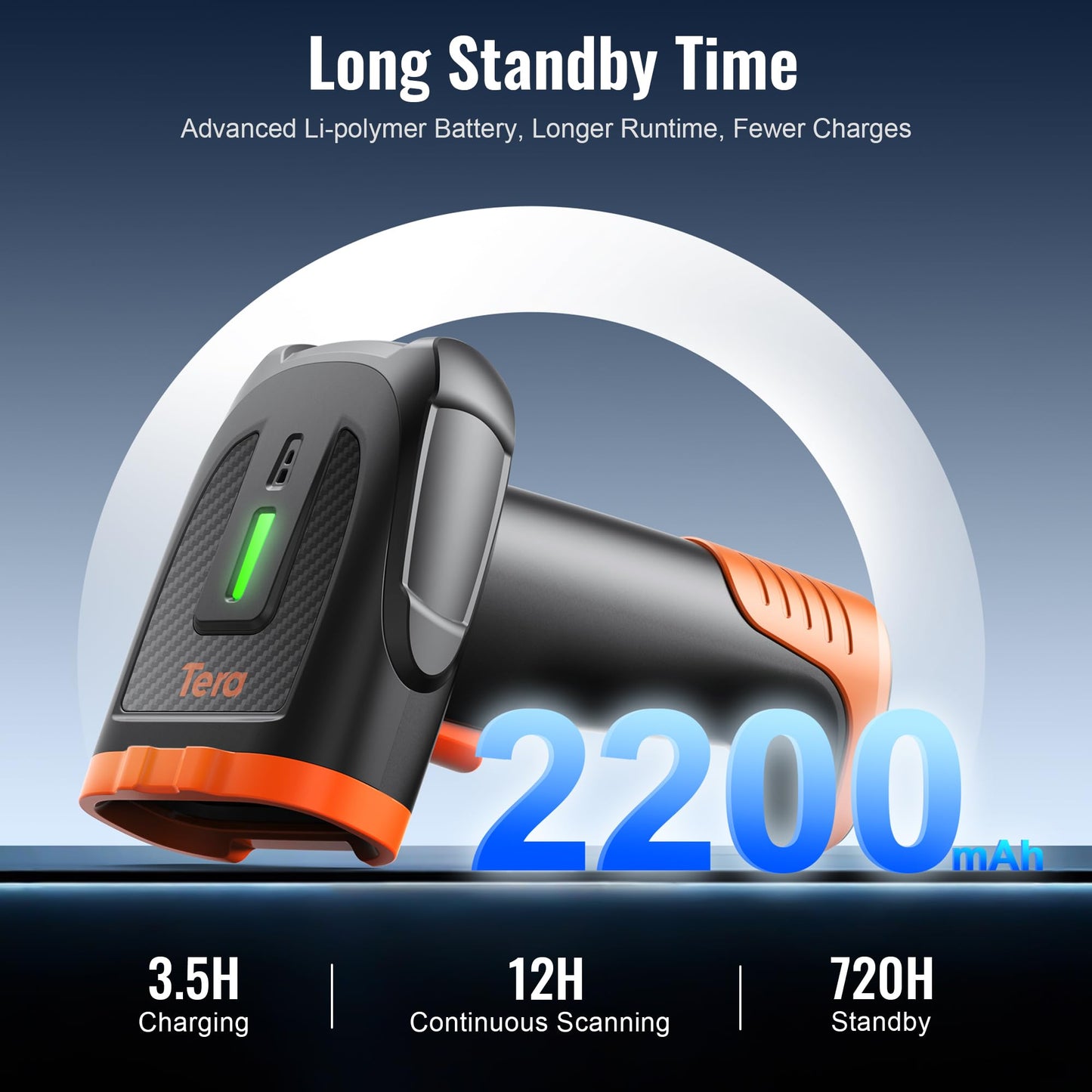 Tera Barcode Scanner Wireless Handheld: with 2200mAh Lithium-Polymer Battery Works with Bluetooth 2.4G Cordless USB Wired 1D 2D QR Bar Code Reader for Retail Inventory Management Model D5300