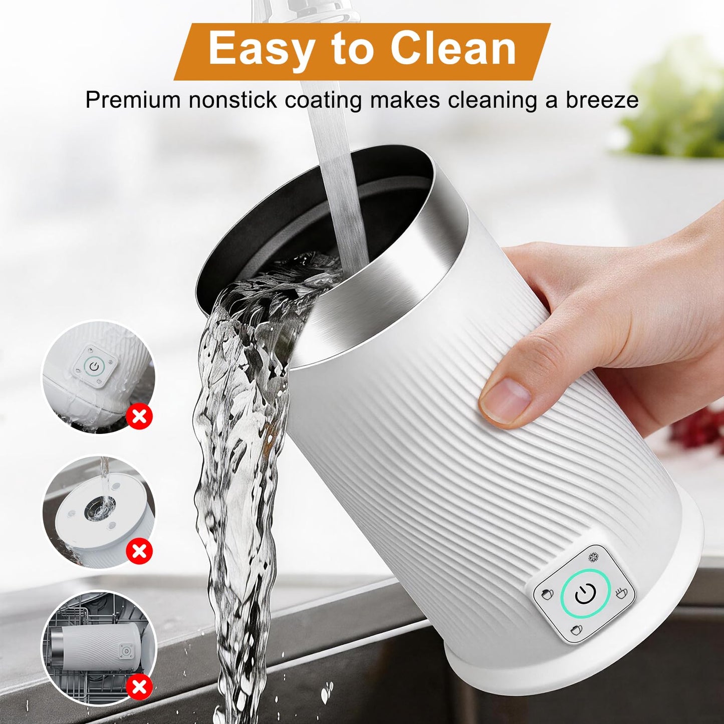 Milk Frother, 4-in-1 Electric Milk Steamer with Warm and Cold Foam Maker, Milk Heater and Warmer Hot & Cold Milk Foamer Maker for Latte Coffee Chocolate (White)