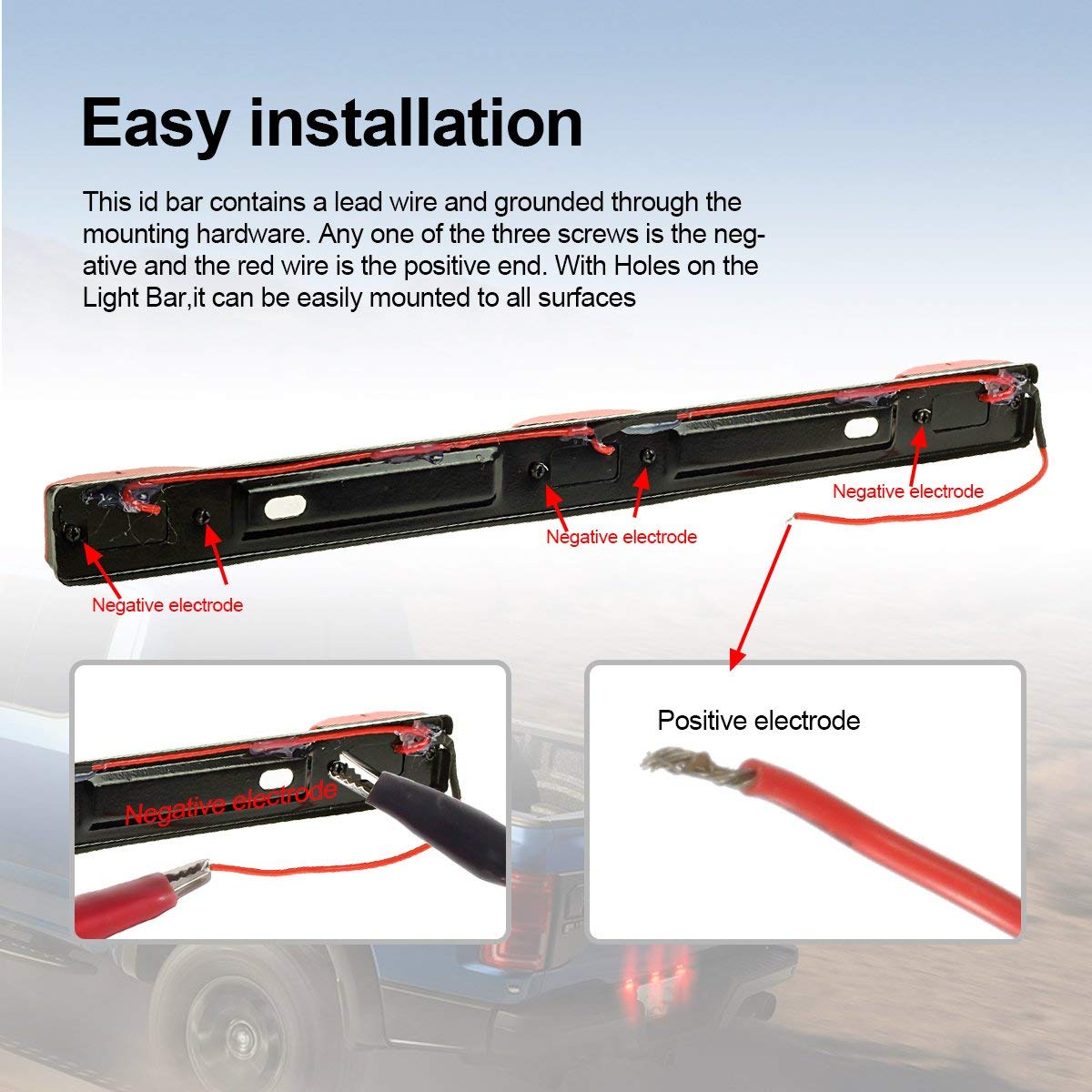 Partsam 12v LED Truck Trailer Light Kit Waterproof,2x 6" Oval Red Stop Turn Tail Brake Lights+14.17" Red 3 Light 9 LED Stainless Steel ID Light Bar+(2xRed+2xAmber) 2" Round 4 LED Side Marker Lamps