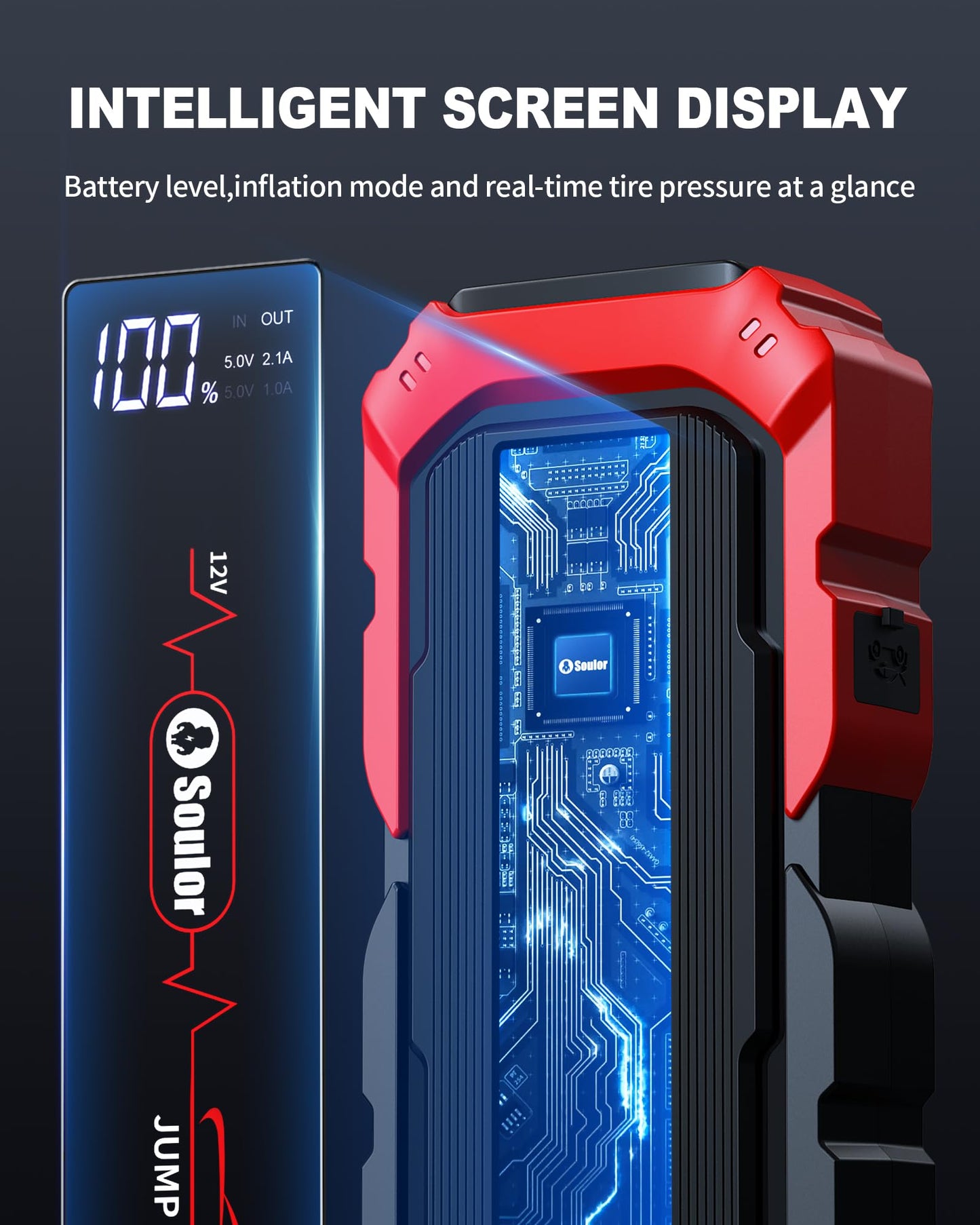 Portable Car Jump Starter,5000A Battery Booster Pack with Jumper Cables LED Lights Car Battery Jump Starter 12V Car Booster Jump Starter