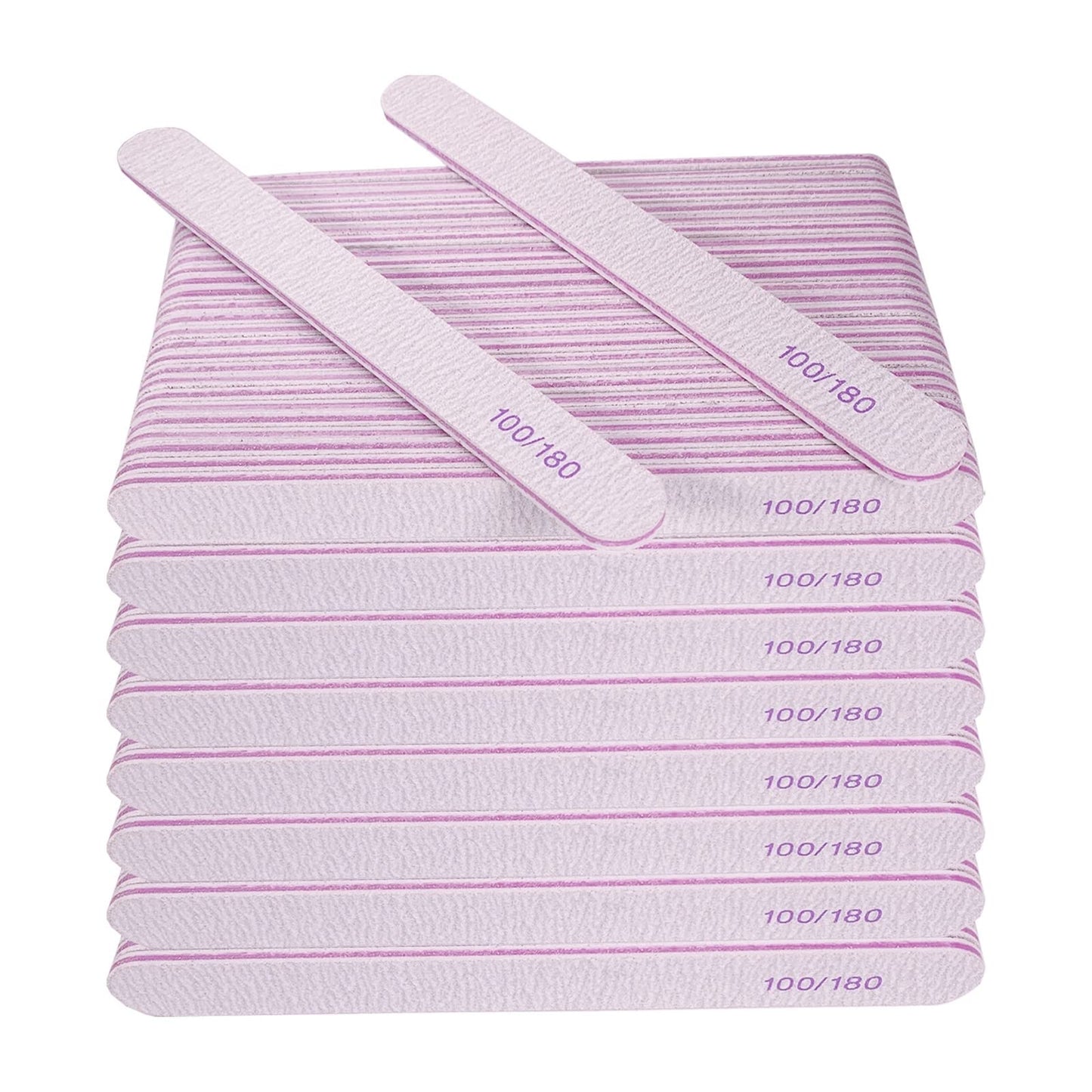 AhaTopia Nail File (200 Pcs), Bulk Emery Board Nail Files for Acrylic Nails and Natural Nails, 100/180 Grit Double Sided, Gray