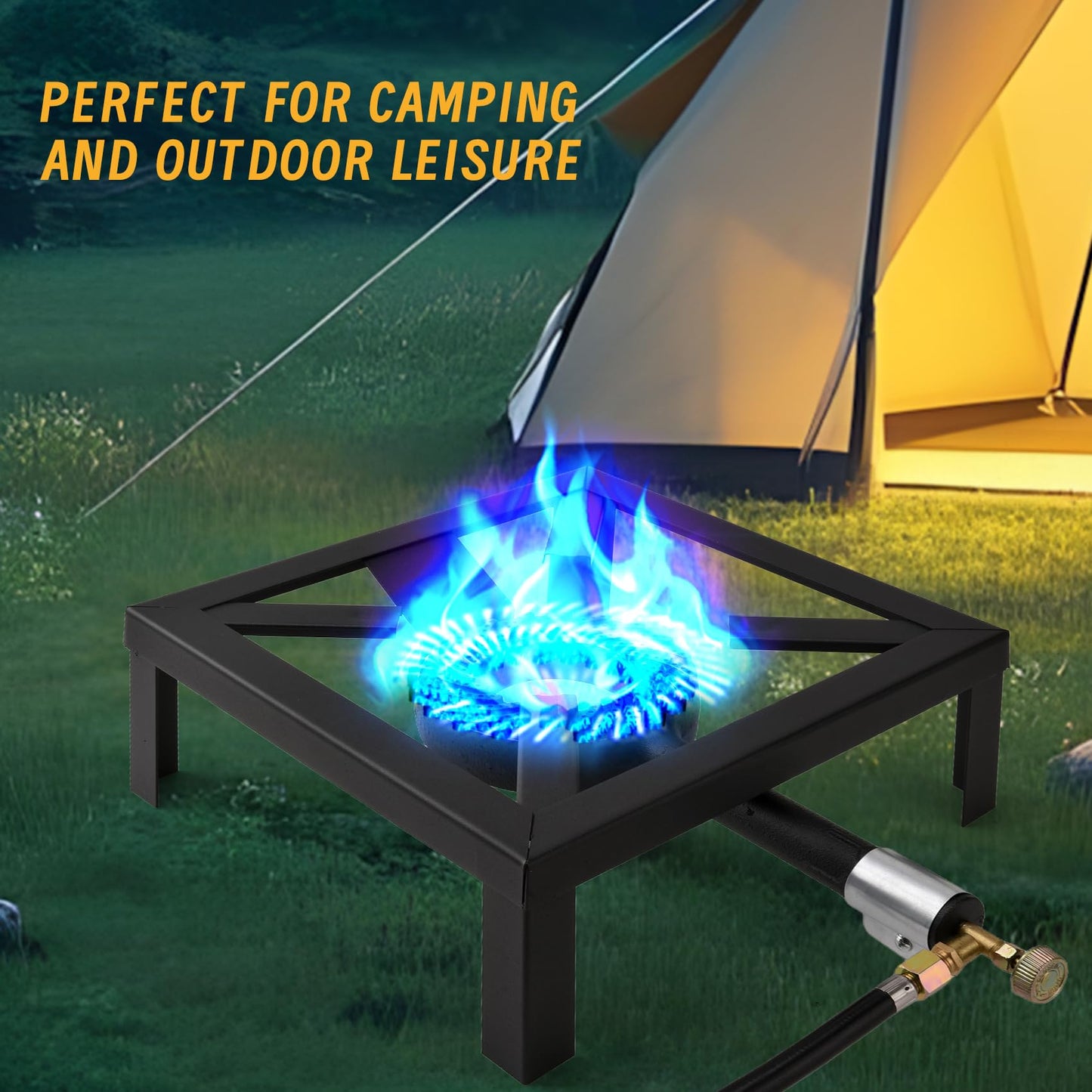 Onlyflame Heavy Duty Single Propane Burner - Outdoor Gas Stove Burner Cooker for Home Brewing, Turkey Fry, Maple Syrup Prep, Camping, Tailgating - 80,000 BTU