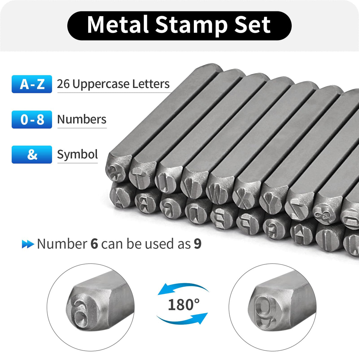 Singring 36PCS Steel Number and Letter Stamp Punch Tool Metal Letter Stamp Punches Set Perfect for Imprinting Metal (6mm)