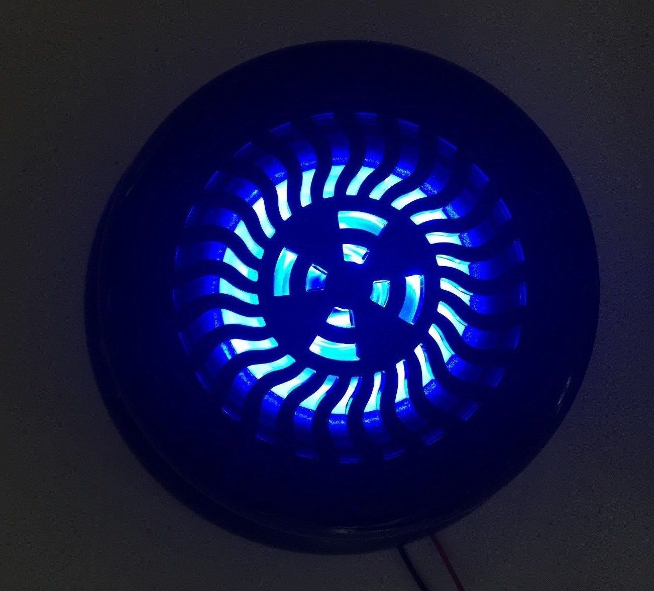 Pummell Drive 2 RV Marine Gloss Black Wavy Blue LED 5.25" Flush Mount Speaker UV Waterproof