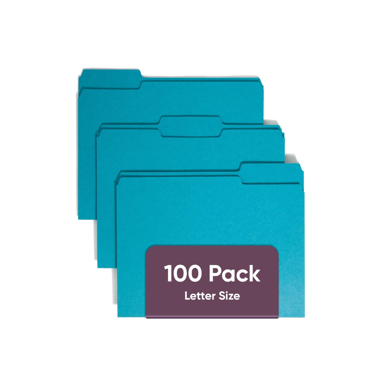 Smead 1/3-Cut File Folders, Letter Size, Teal, 100 Per Box (13143)