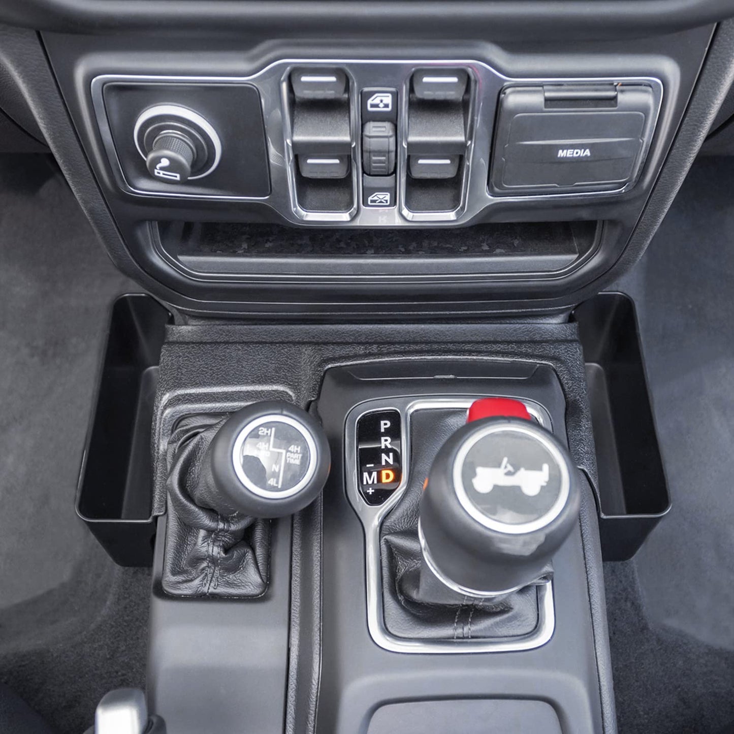 Center Console Gear Shift Organizer Tray Compatible with Jeep Wrangler JL/JLU 2018-2023 2024 2025 and Jeep Gladiator JT Truck 2020-2022 2023 2024 2025 Storage Box Accessories (Not for JK/JKU)
