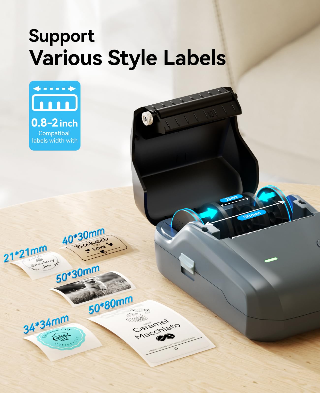 NIIMBOT B1 Label Maker Machine with Tape, Portable Thermal Bluetooth Printer for 2'' Stickers, Mini Barcode Labeler for Home School& Small Business