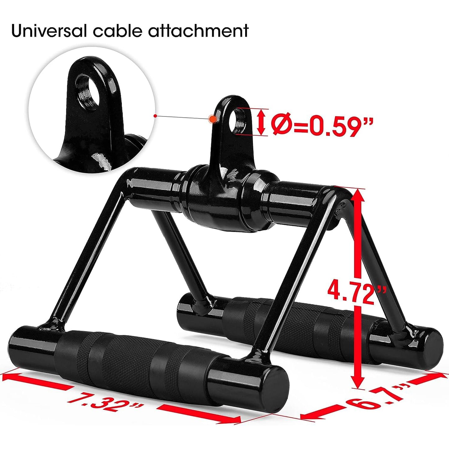 Yes4All Cable Machine Accessories, Double D Row Handle, Cable Attachment for Home Gym (Black)