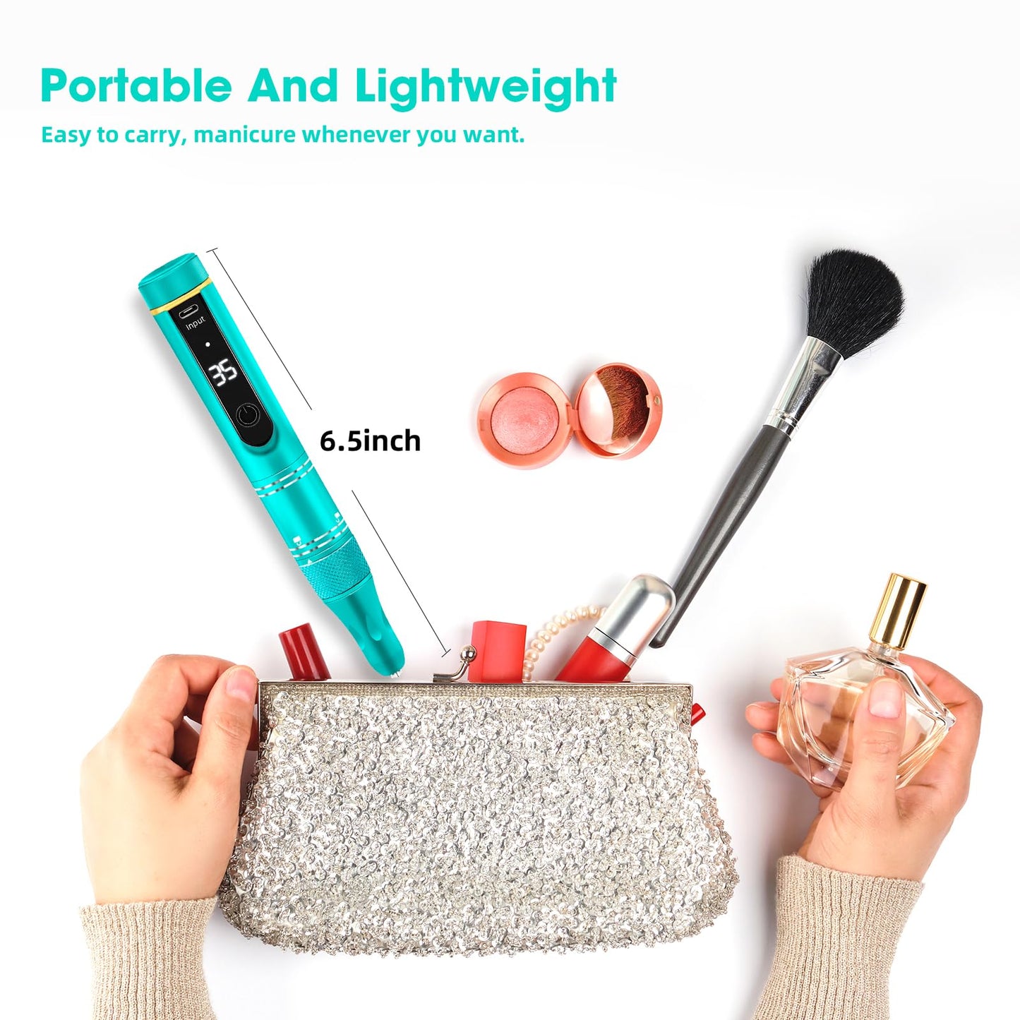 LIERKISS Nail Drill Cordless 35000RPM Rechargeable Professional Electric Nail Drill Kit Wireless Nail File Drill Acrylic Drill for Acrylic Gel Nails Manicure Pedicure Polishing Remover