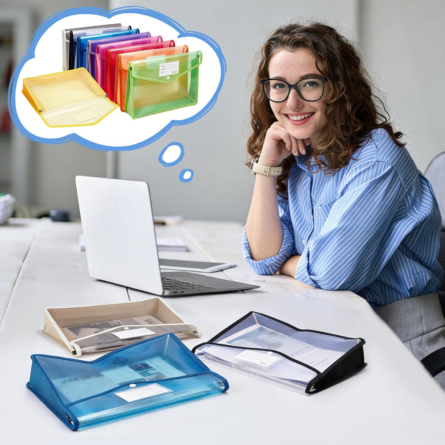 CUTHOLLOW Plastic Expandable File Organizer Folder(No Divider), 18Pcs Waterproof Transparent Document Holder Storage for Receipt/Paper/Bill/Taxes/Letter, Easy to Label A4 Size for School Office Home