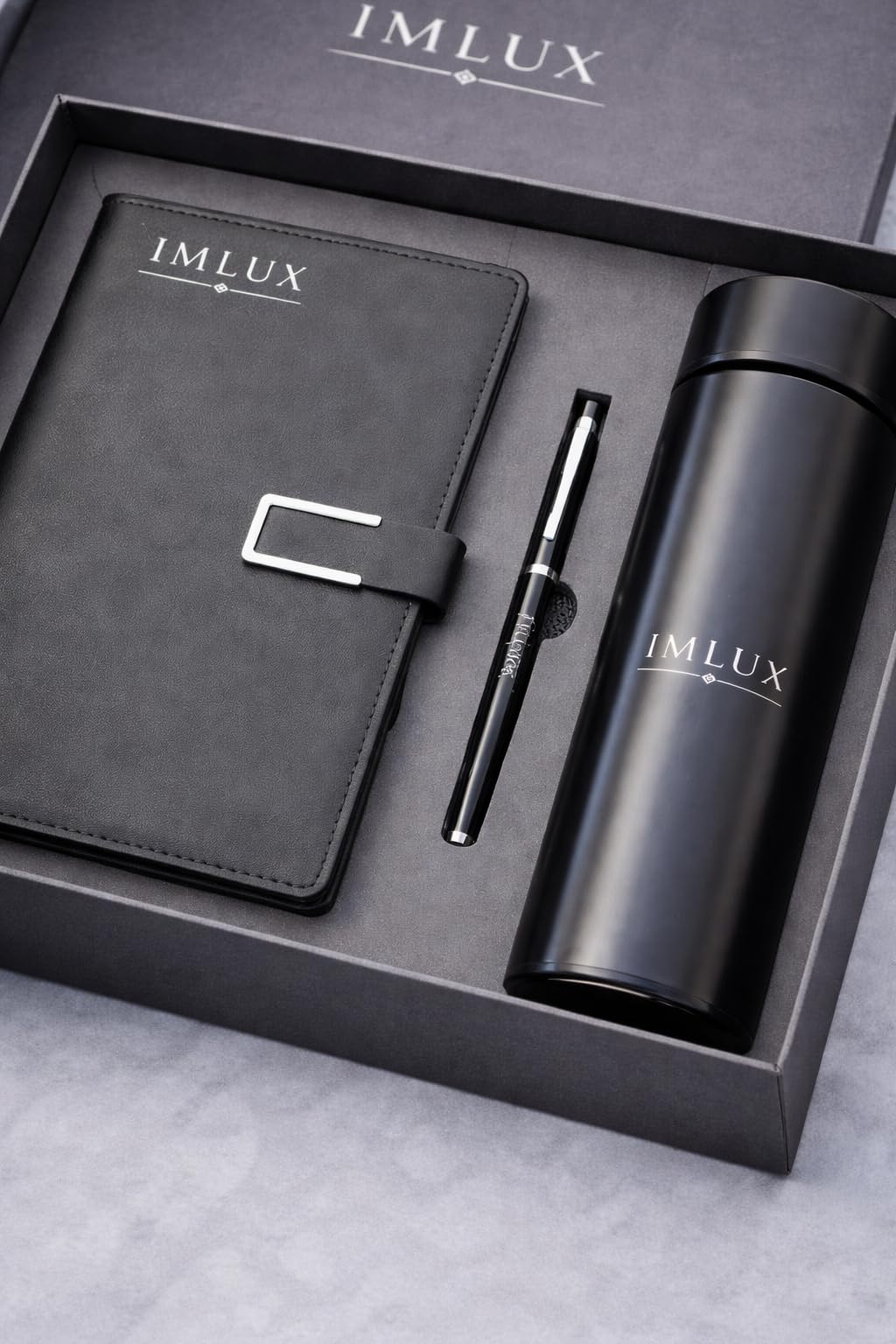 IMLUX Luxury Executive Business & Corporate Gift Set – Notebook, Premium Pen & Insulated Tumbler – Office Gift Box