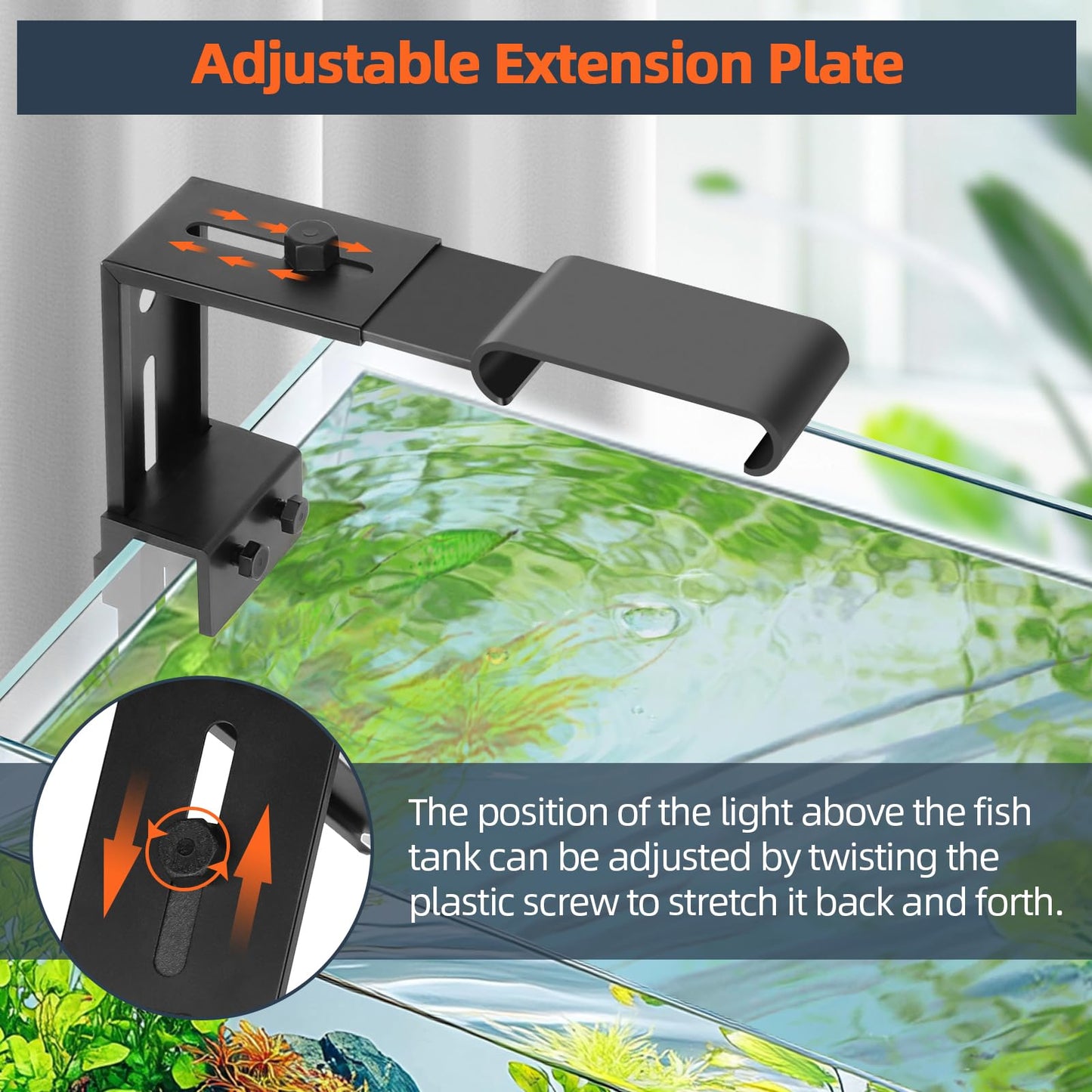hygger Aquarium Light Clip Holder (for HG-957),2 Pieces, Aquarium Fish Tank Light Riser/Holder/Bracket/Stand/Mount