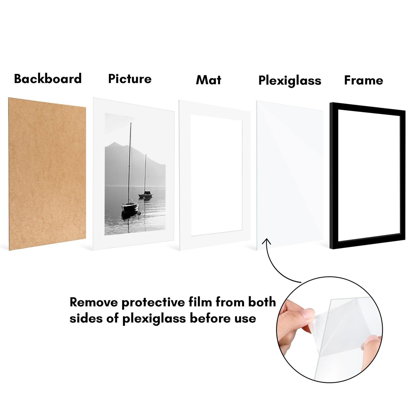 Americanflat 16x22 Picture Frame with Polished Plexiglass - Set of 2 - Use as 12x18 Frame with Mat or Display 16x22 Photo Without Mat - Galleria Collection - Picture Frames for Wall Display - Black