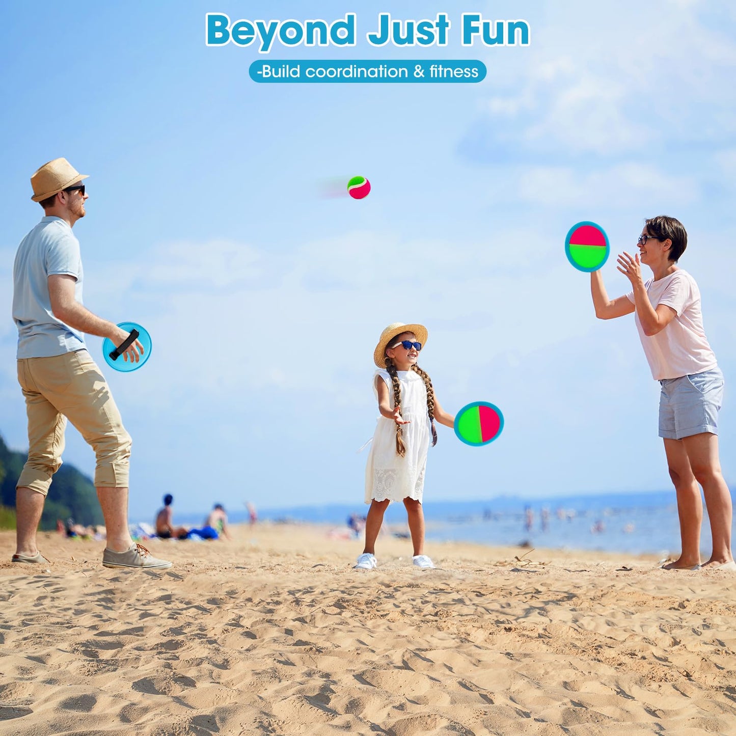 Ayeboovi Kids Toys Toss and Catch Ball Set Outdoor Games Toys for 3 4 5 6+ Year Old Boys Girls Toss and Catch Game Set with 4 Paddles and 4 Balls[Upgraded Version]