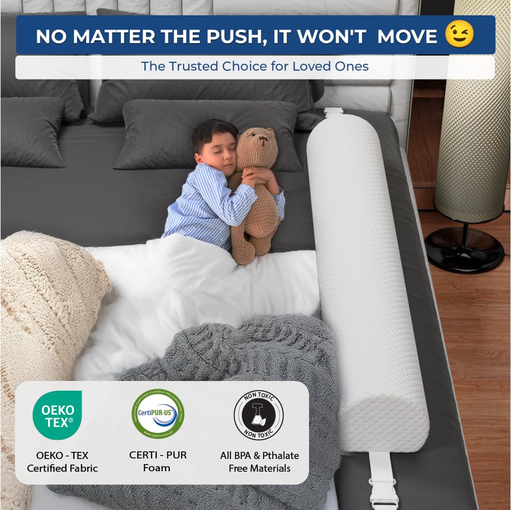 Peekabi Bed Bumper for Toddlers with Adjustable Straps | Portable Toddler Bed Rails | Travel Toddler Bed Bumper for Full Size Bed, Twin, Queen & King | Foam Bumpers for Toddlers