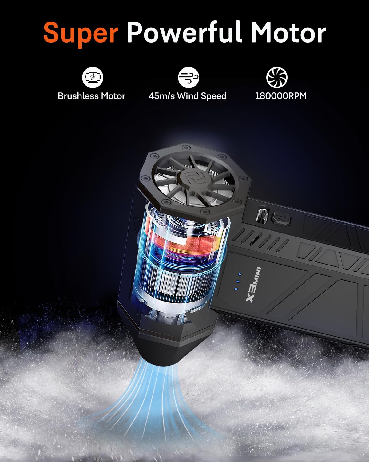 Compressed Air Duster, 180000RPM Electric Air Duster, Rechargeable Cordless Air Blower with 3-Gear Turbo Fan, Canned Air Alternative for Keyboard, PC, Computer, Car, Home & Outdoor Use