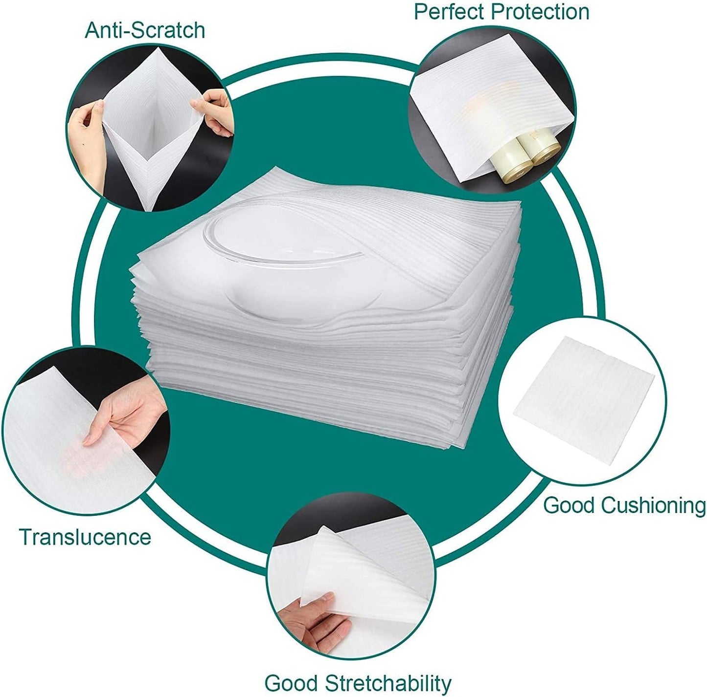 300 Pack Cushion Foam Pouches & Sheets, 4 Sizes Packing Foam Dish Packing Moving Supplies, Cushioning Wrap Sheets, Moving Foam Wrap Pouches for Protect Mug, Cup, Glasses, China, and Dishes