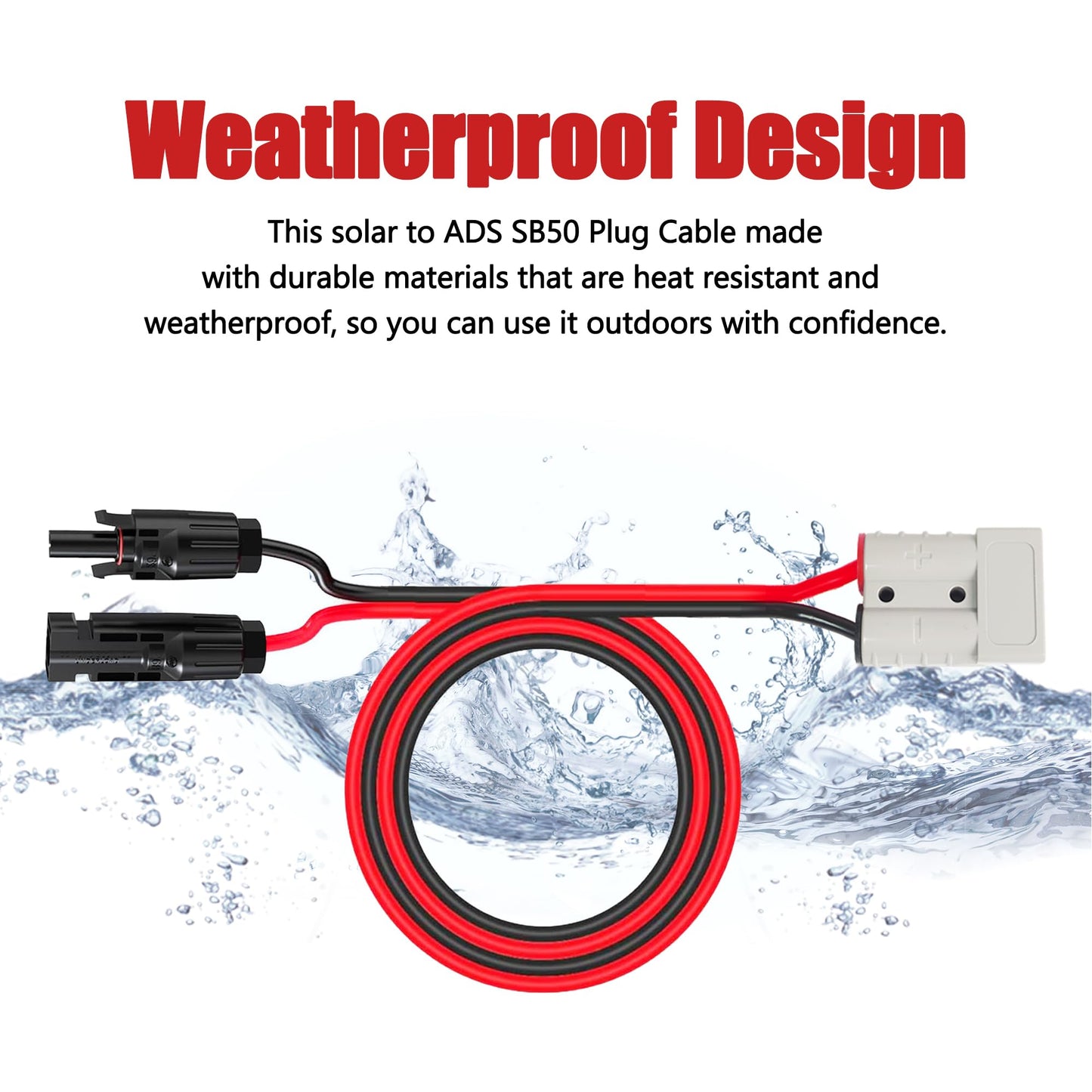 Magiktech Solar Panel Charge Cable Compatible with Anderson SB50 Connector 50A for Battery Pack Portable Power Stations Solar Generator Inverter (10AWG 10FT)
