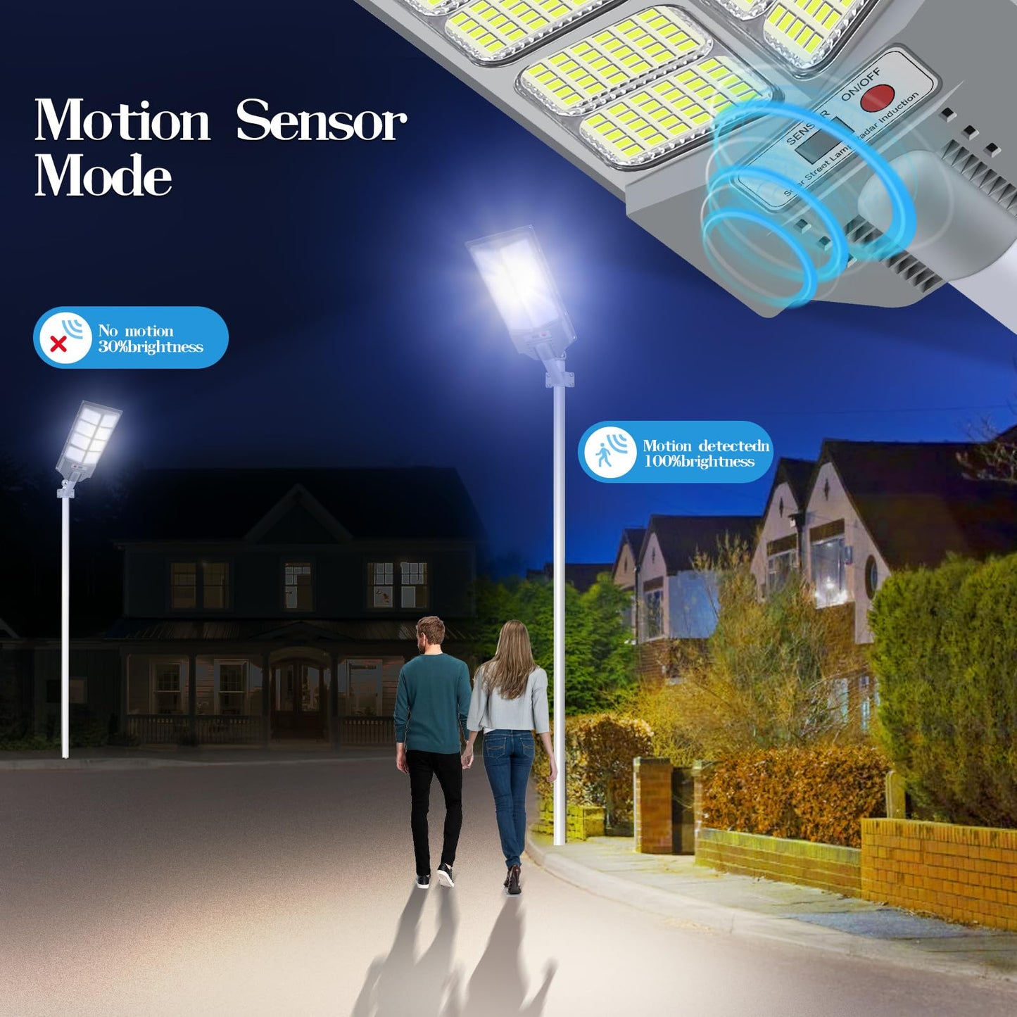 Willmind Solar Street Light Outdoor: Motion Sensor with 3 Modes 2400W, Remote Control, IP65 Waterproof, Parking Lot Lights, Dusk to Dawn, 2500LM, Security Lights, for Outside, Yard, Garage