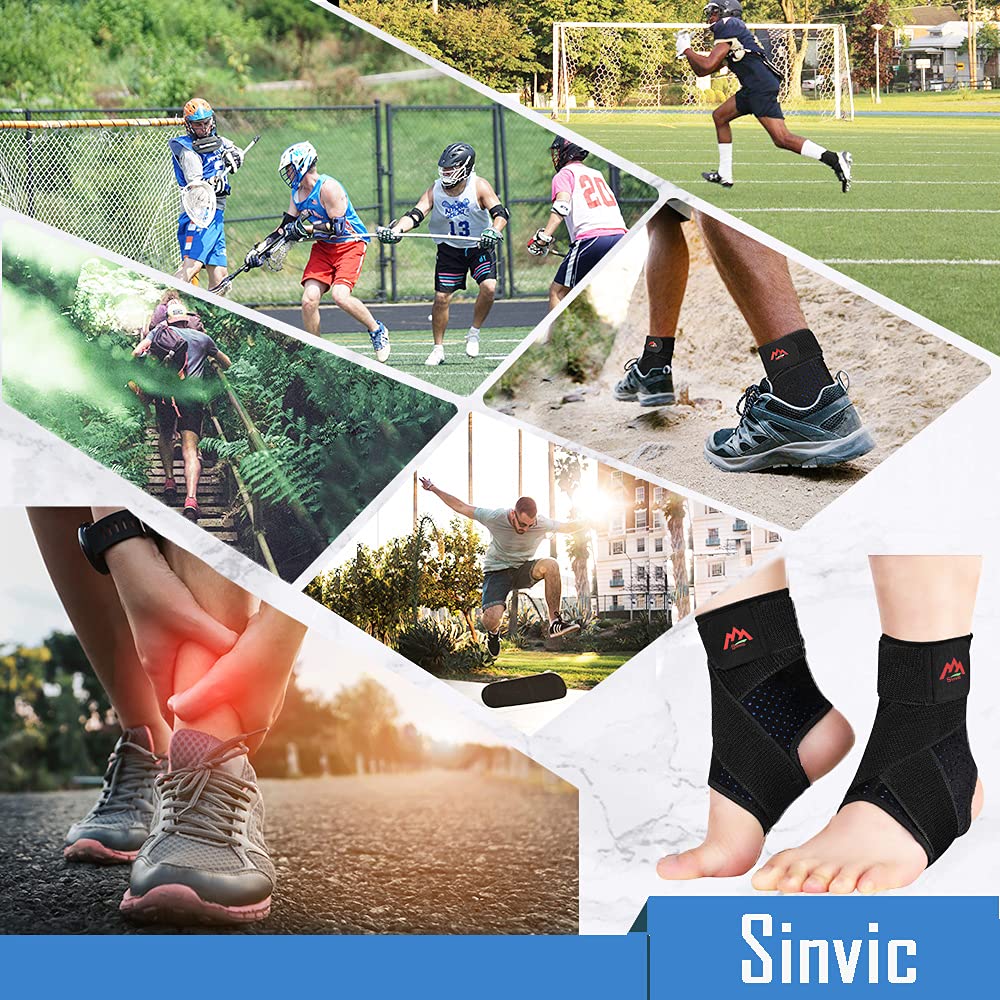 Ankle Brace, 2PCS Ankle Braces for Men & Women, Adjustable Compression Ankle Wrap Support for Ankle Protection, Breathable & Comfortable, Ankle Support Brace for Sprains, Sports Injuries and Recovery