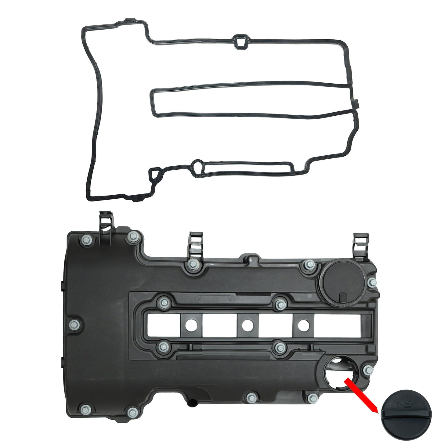 NOVAPARTS 1.4L Turbo Engine Valve Cover with Gaskets & Bolts & Oil Filler Cap Set for 2011 2012 2013 2014 2015 2016 Chevy Cruze 2011-2021 Chevy Sonic Trax Volt Buick Encore 264-968 25198874 55573746