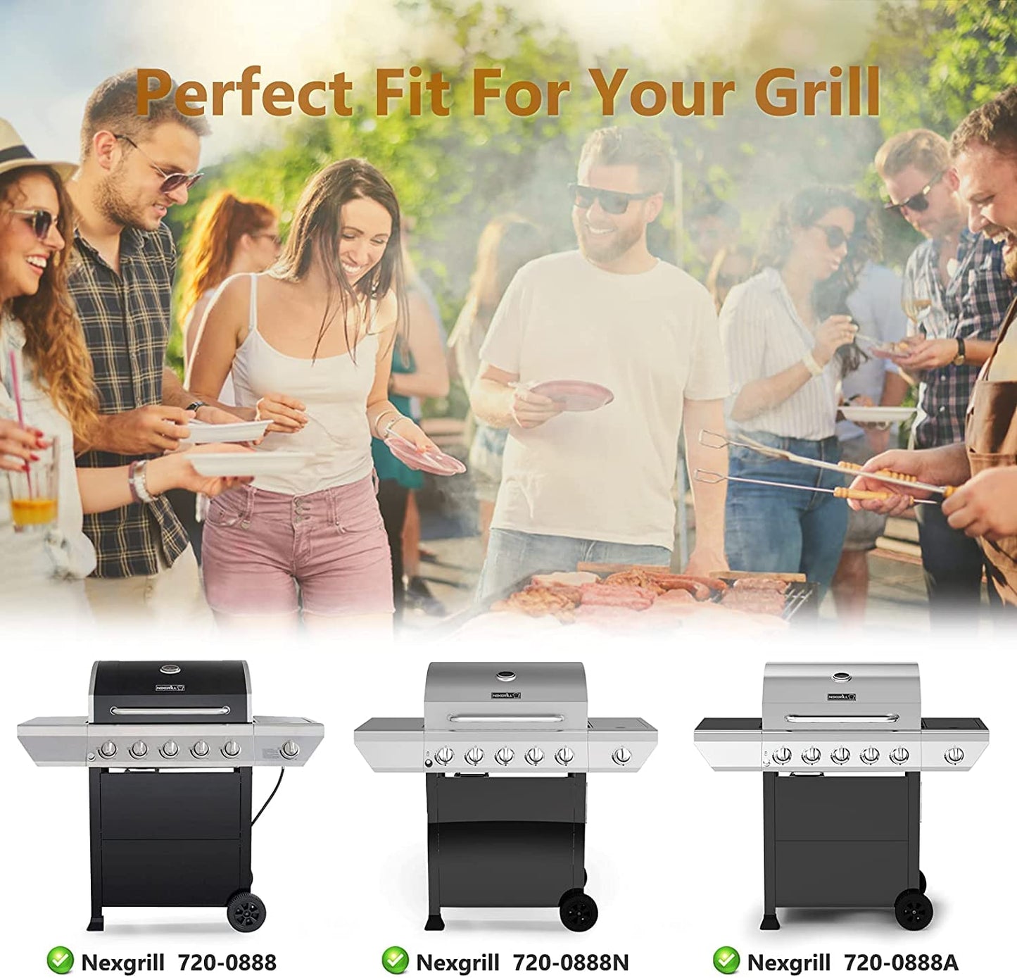 Replacement Parts for Nexgrill 720-0888A 720-0888 BBQ Grills, 5-Pack Stainless Steel BBQ Heat Shields/Heat Plates & BBQ Burners for Nexgrill 720-0882S 720-0888N Gas Barbecue Grills