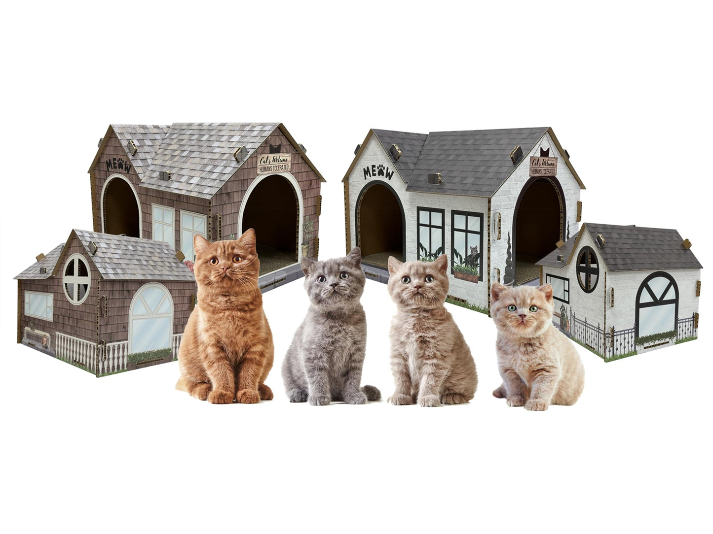 40EAST Cardboard Cat House Hideaway Playhouse with Cat Scratcher Scratching Pad_Cat Haven. (601, CH1, PAA230601)