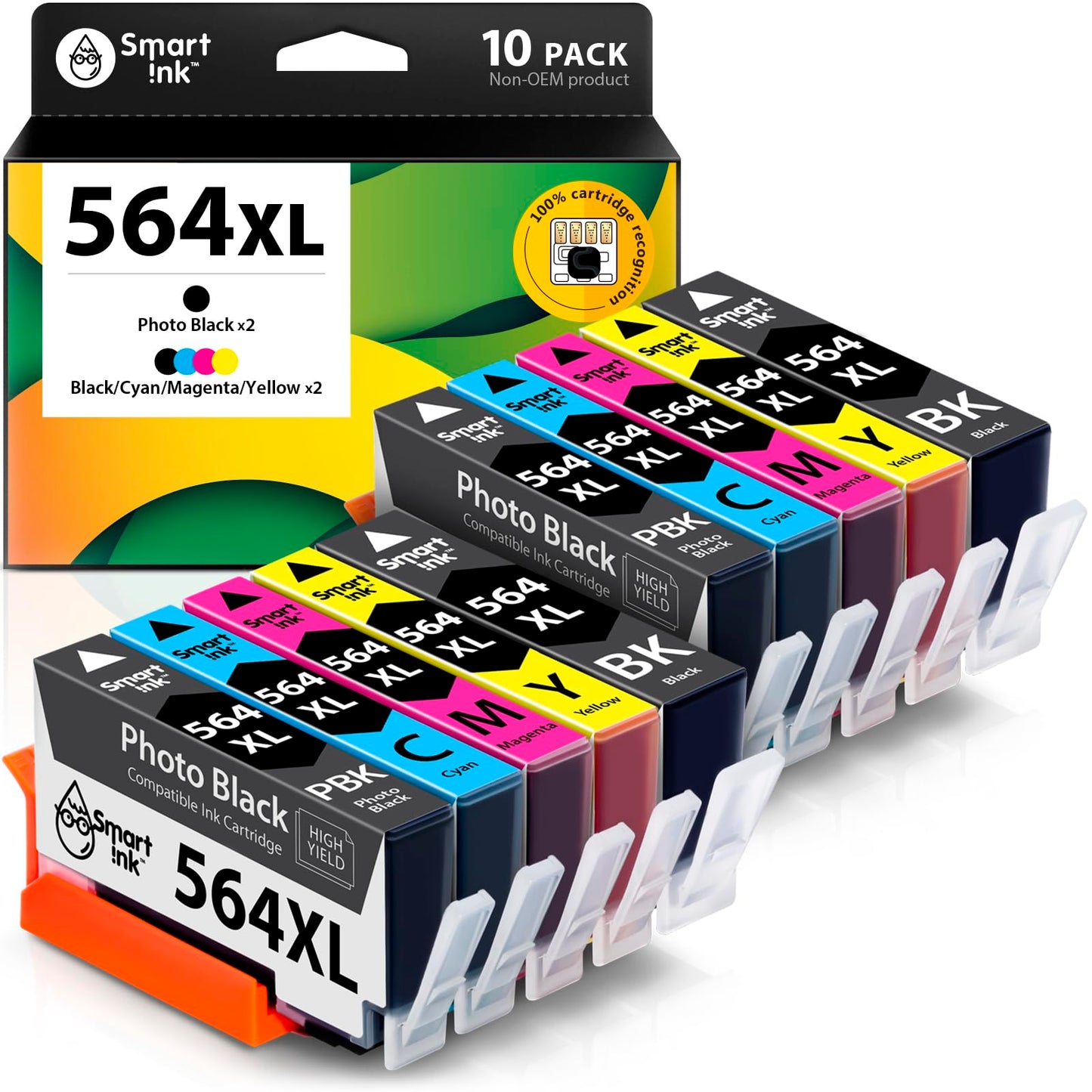 Smart Ink Compatible Ink Cartridge Replacement for HP 564 XL 564XL High Yield 10 Combo Pack (2 Black, 2PBK & 2 C/M/Y) for Photosmart 6525 6520 7520 5520 7510 5510 7525 DeskJet 3520 3522
