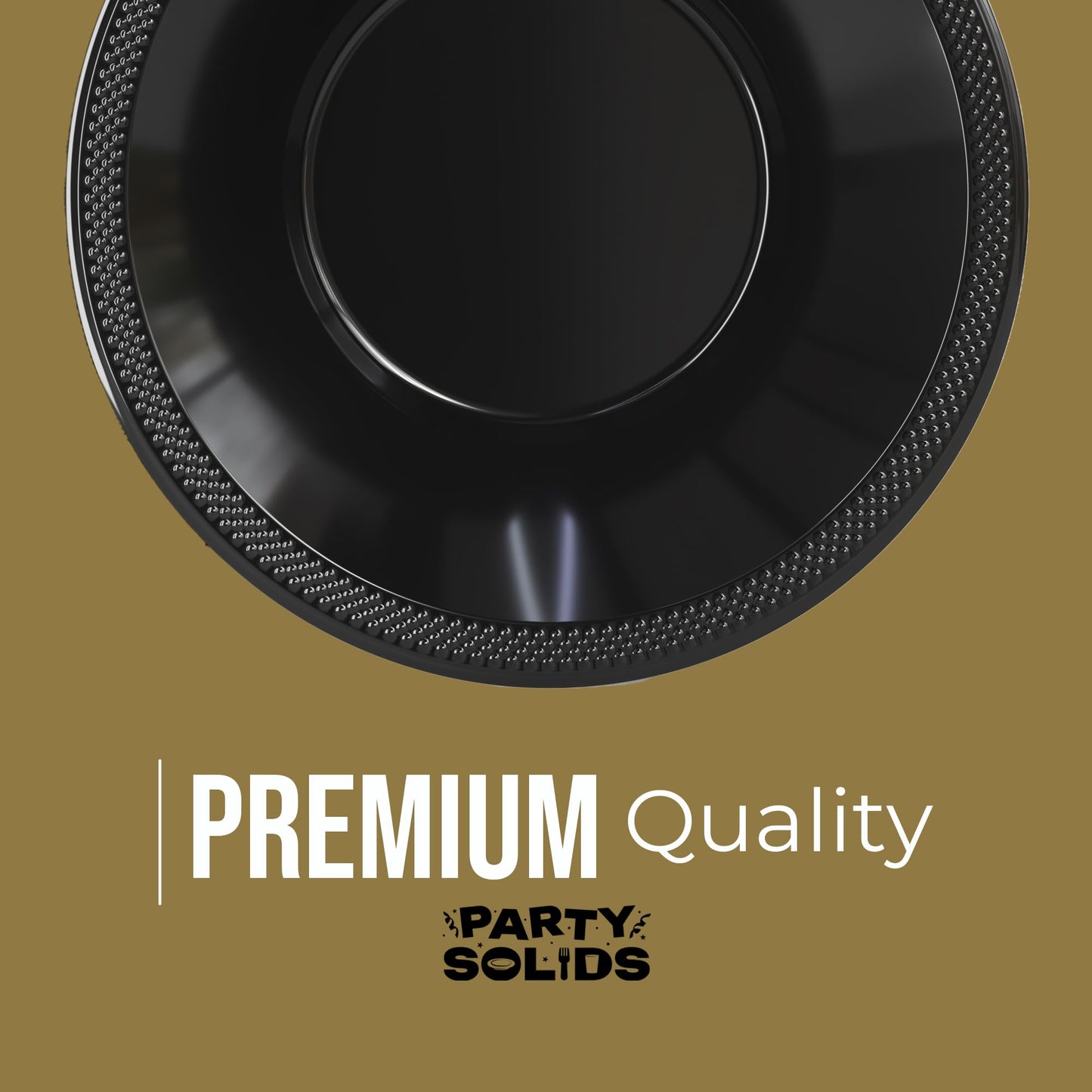 Party Solids 12 Oz Black Plastic Bowls Disposable Bowls for Hot Food Soup 50 Pcs - For Soup, Salad, Cereal, Desserts & Party Supplies