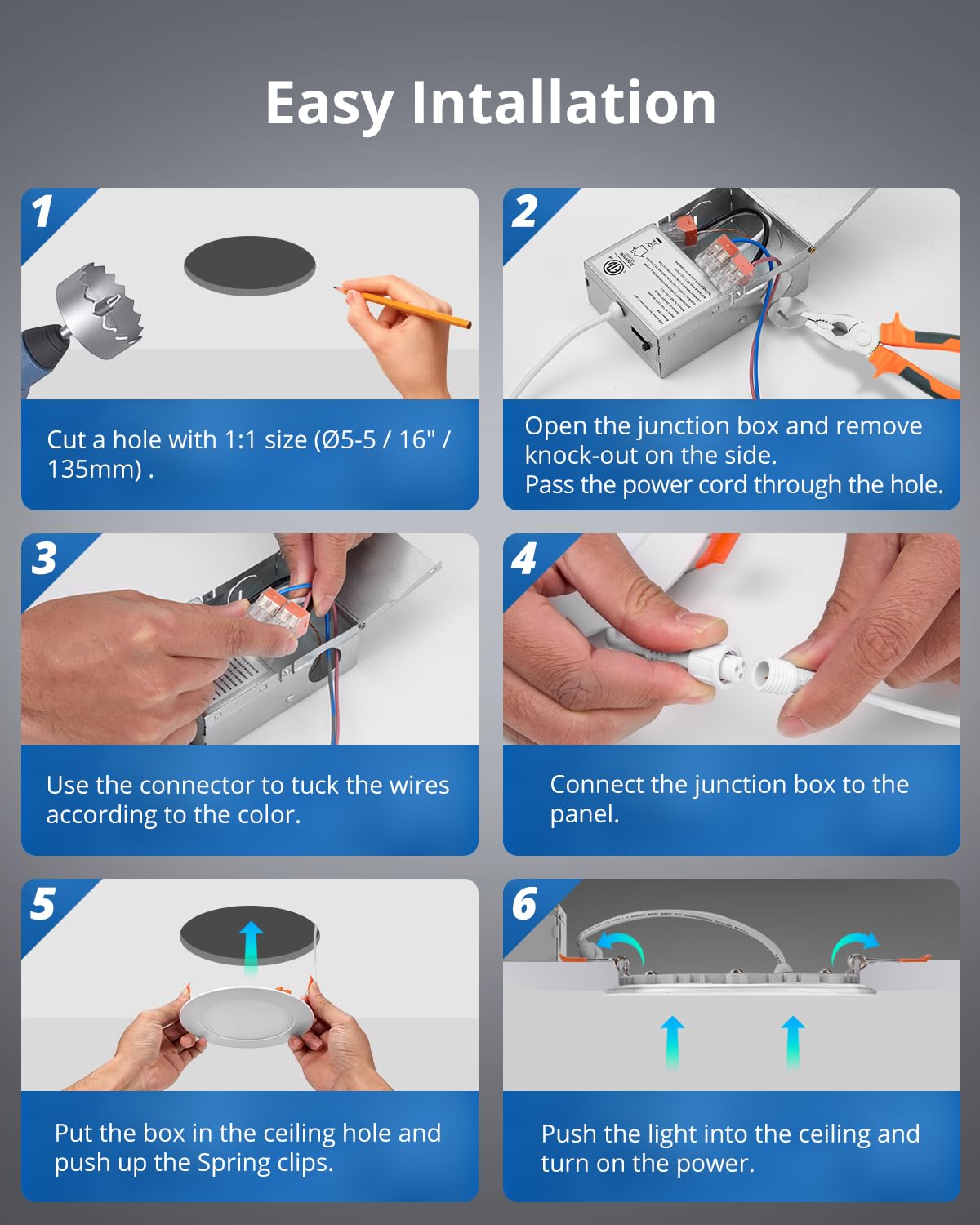 5 Inch Led Pot Lights, Slim Recessed Ceiling Light, 10W Dimmable for Kitchen Living Room Basement Bathroom, 800LM 7CCT 2700K-6500K 8 Pack