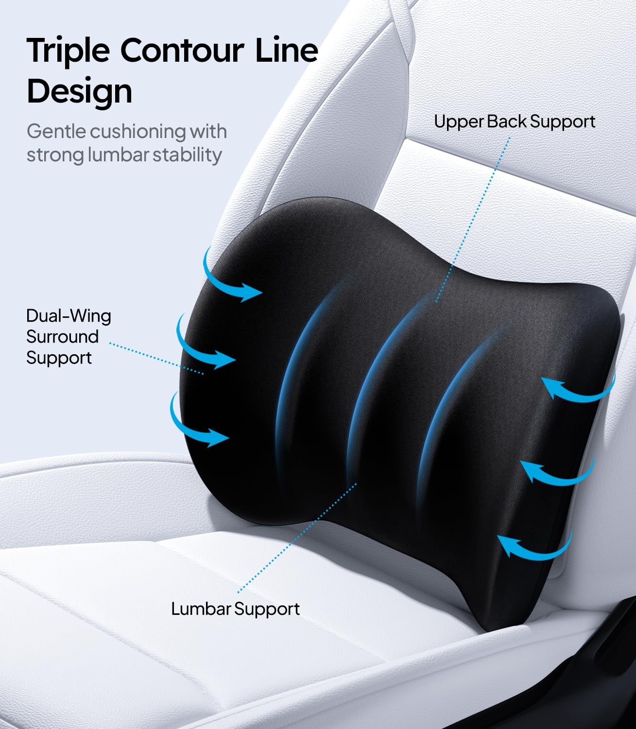 Wigoo 2025 Car Neck Pillow and Lumbar Support Pillow for Car Kit [Ergonomic Design, Pressure Relief] Soft Car Headrest Pillow Back Cushion with Adjustable Strap, Fits All Vehicles (Black)