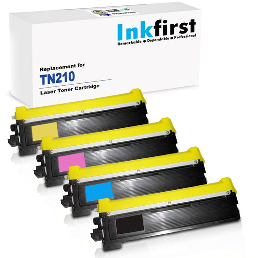 1 Set of 4 Inkfirst Toner Cartridges TN210 TN-210 Compatible Remanufactured for Brother TN210 Black Cyan Magenta Yellow MFC-9010CN MFC-9120CN MFC-9320CW HL-3040CN HL-3070CW